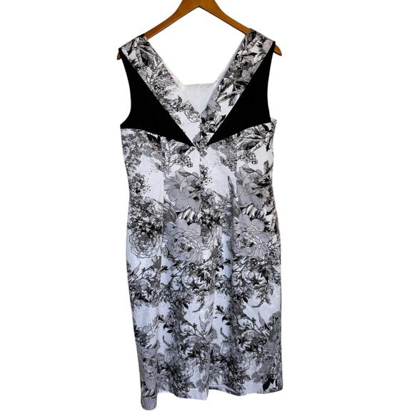 Adrianna Papell Dress Women 14 Black Midi Floral Party Event Plus Size Going Out - Picture 4 of 8